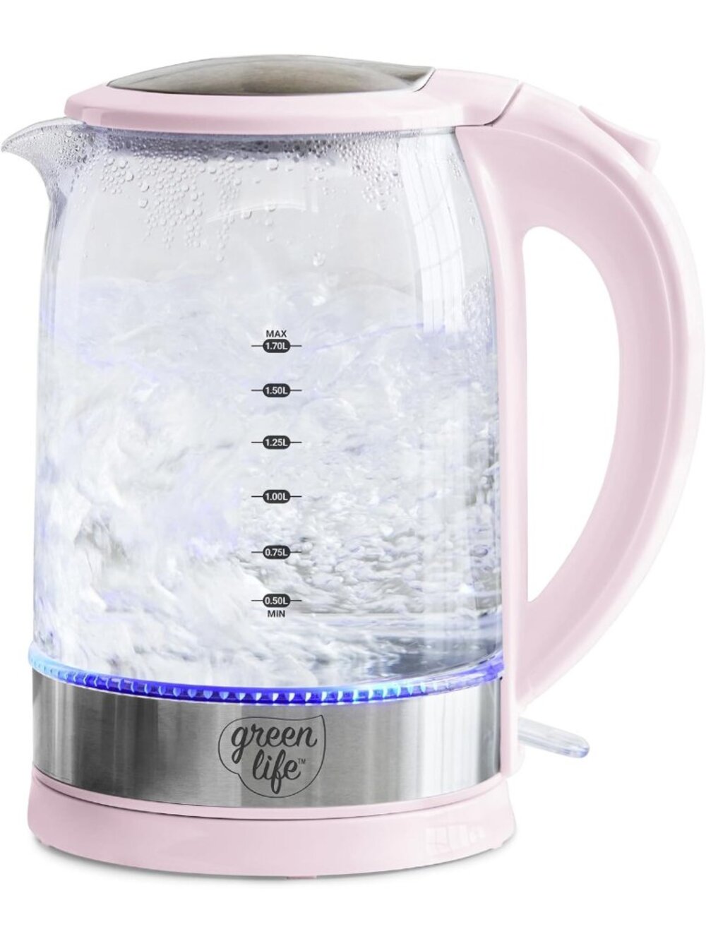 Stylish 1.7L Electric Glass Kettle in Pink - Fast Boil, BPA-Free, Modern Design